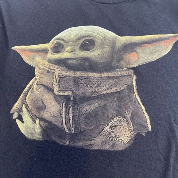 XL Black cutoff Midriff Star Wars The Mandalorian Grogu The Child T Shirt Fifth - Picture 2 of 11